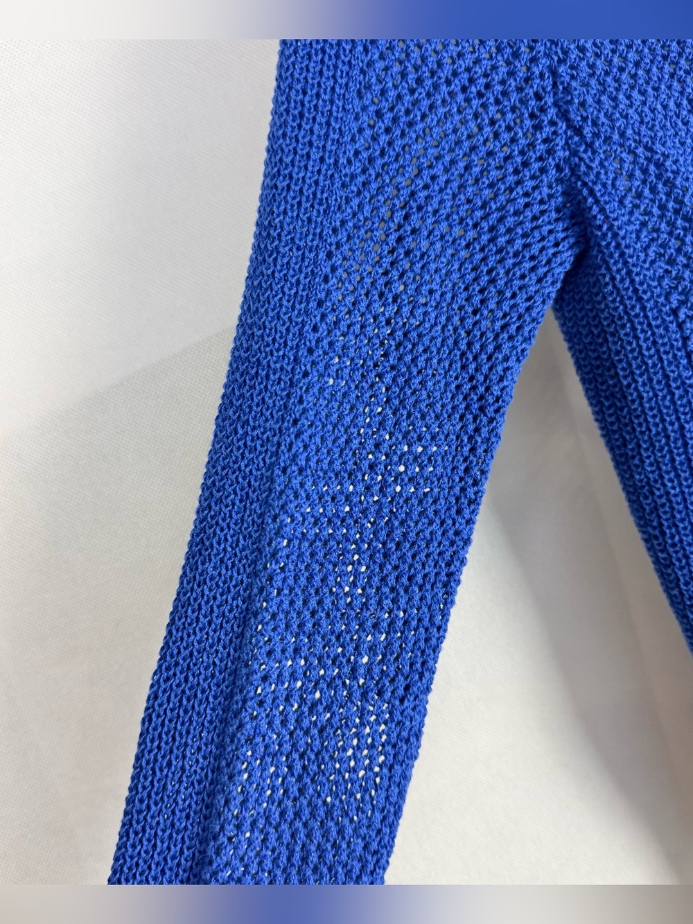 Athleta Caspian Blue Sweater Zip Open Knit Cardigan S Tennis Preppy Resortwear - Picture 8 of 8